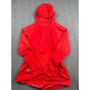 Under Armour Men's Red Pullover Hoodie Rain Jacket Windbreaker 1/2 Zip Medium
